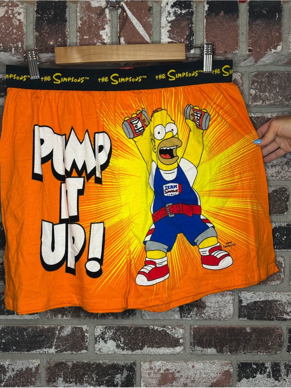 NWT The Simpsons "Pump It Up!" Graphic Boxer Shorts - Orange 2012